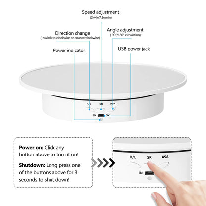 Three Speed ​​Electric Rotating Display Stand Mirror 360 Degree Turntable for Figures 200mm 