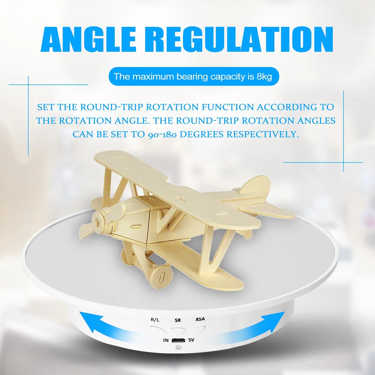 Three Speed ​​Electric Rotating Display Stand Mirror 360 Degree Turntable for Figures 200mm 